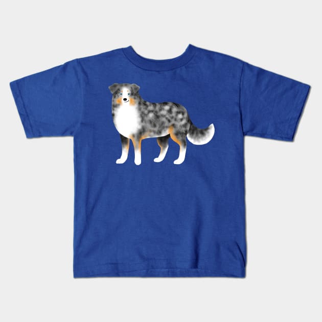 Australian Shepherd (Blue Merle) Kids T-Shirt by illucalliart